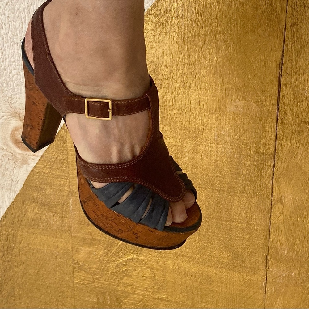 Chie Mihara Tan and Blue Platform Heels - Picture 14 of 15